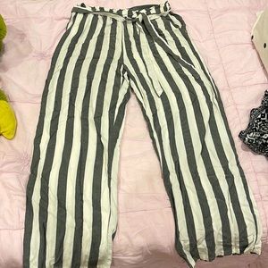 AE Grey & White Long Pelouze pants with front tie